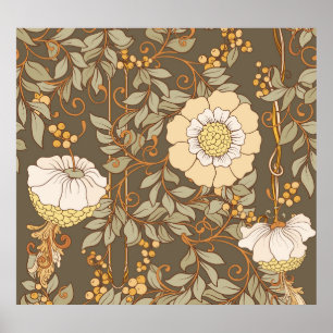 Affiche Art Nouveau : Vintage Floral Décoratif.