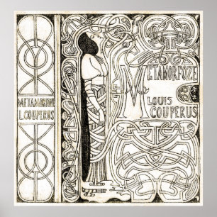 Affiche Art Nouveau vintage Jolie fille Metamorfoze