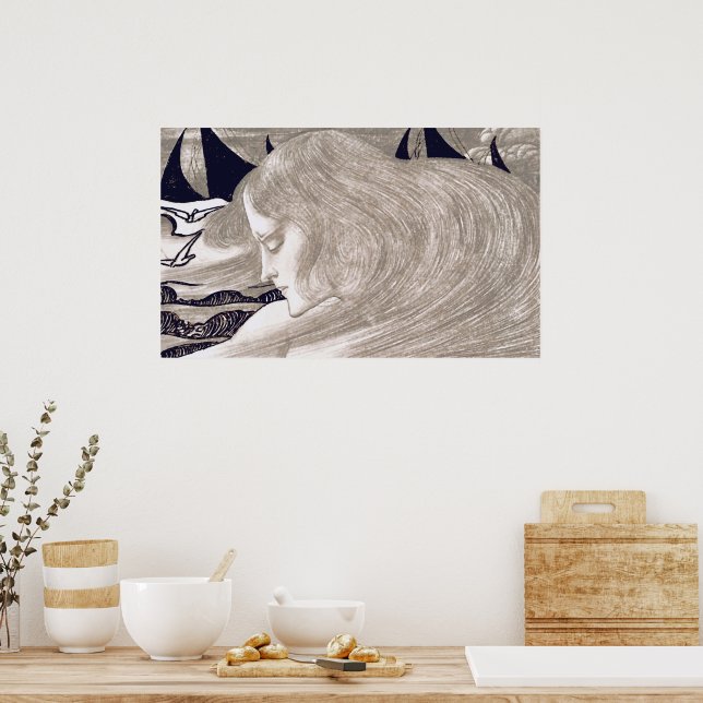 Affiche Art Nouveau vintage Jolie jeune femme (Cuisine)