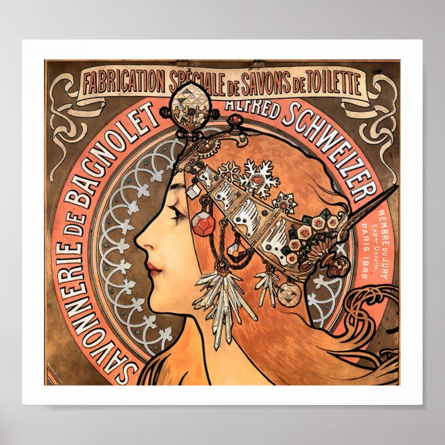 Affiche Art nouveau vintage Savonnerie de Bagnolet Mucha (Devant)