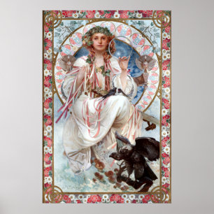 Affiche Art Nouveau vintage "Slávie" d'Alphonse Mucha
