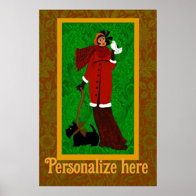 Affiche Art Nouveau William Morris Happy Holidays Retro (Devant)