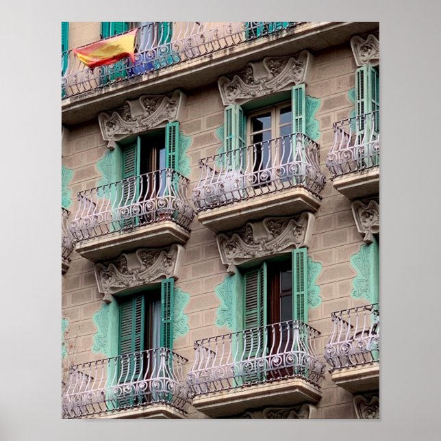 Affiche Art Nouveau Windows - Barcelone, Espagne Jigsaw Pu (Devant)