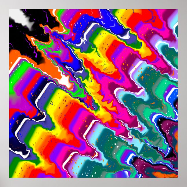 Affiche Art numérique Abstrait arc-en-ciel (Devant)