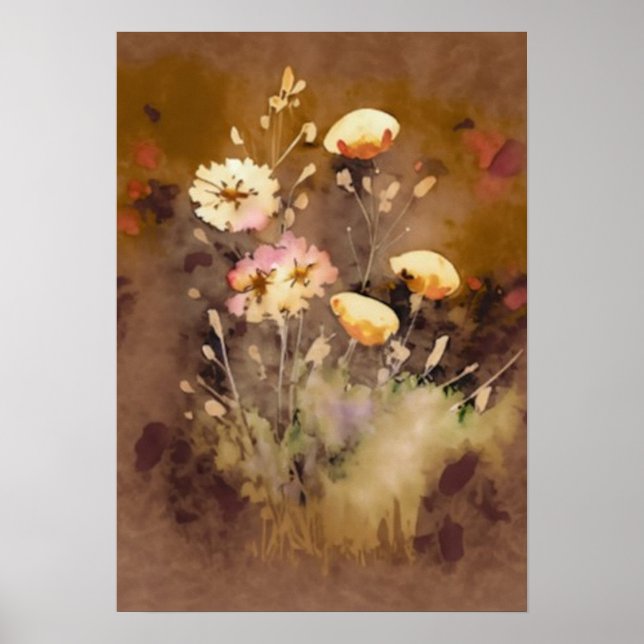 Affiche Art numérique d'aquarelle fleur sauvage (Devant)