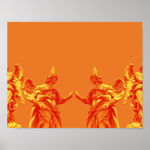 Affiche Art numérique de couleur orange avec sculptures