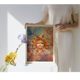 Affiche Art numérique de face solaire cosmique