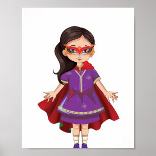 Affiche Art numérique de fille de l'héroïne violette