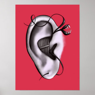 Affiche Art numérique de monstre d'oreille bizarre