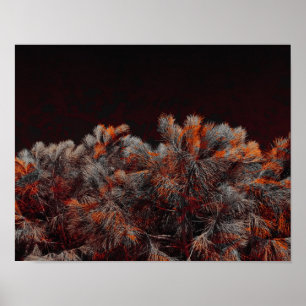 Affiche Art numérique de pin avec taches de couleur orange