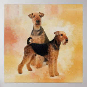 Affiche Art numérique de terriers d'Airedale
