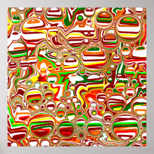 Affiche Art numérique des bulles rétro