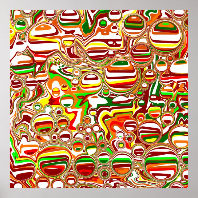 Affiche Art numérique des bulles rétro (Devant)