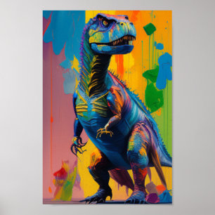 Affiche Art numérique Dinosaure : Bright & Vibrant T-Rex P