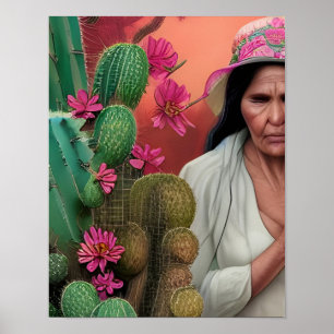 Affiche Art numérique floral surréaliste d'Abuela