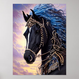 Affiche Art numérique Imaginaire équin du cheval noir