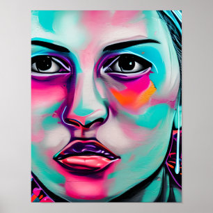 Affiche Art numérique Le visage des femmes AI Généré Le vi