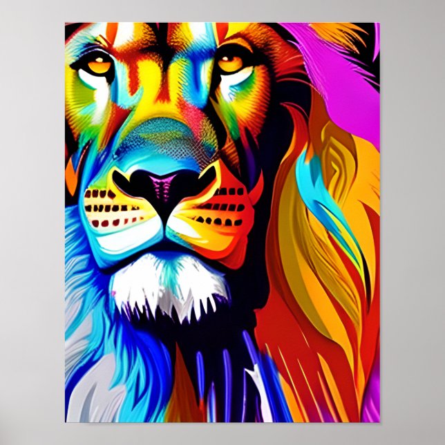 Affiche Art numérique Lion coloré | Anniversaire (Devant)