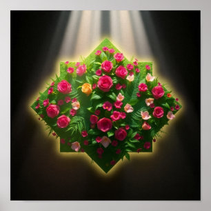 Affiche Art numérique luxueux de Roses et de fleurs exotiq