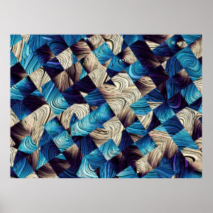 Affiche Art numérique motif abstrait. image bleue Abstrait