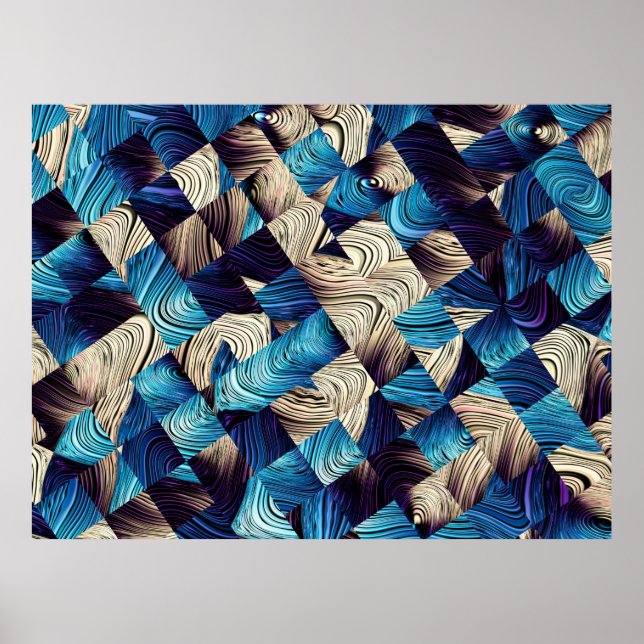 Affiche Art numérique motif abstrait. image bleue Abstrait (Devant)