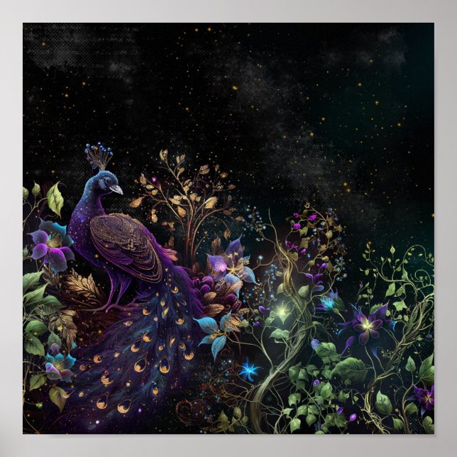 Affiche Art numérique Peacock foncé 9 (Devant)