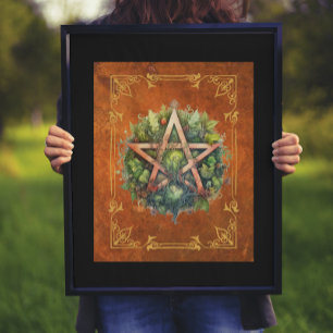 Affiche Art numérique Pentagramme forestier de Wiccan