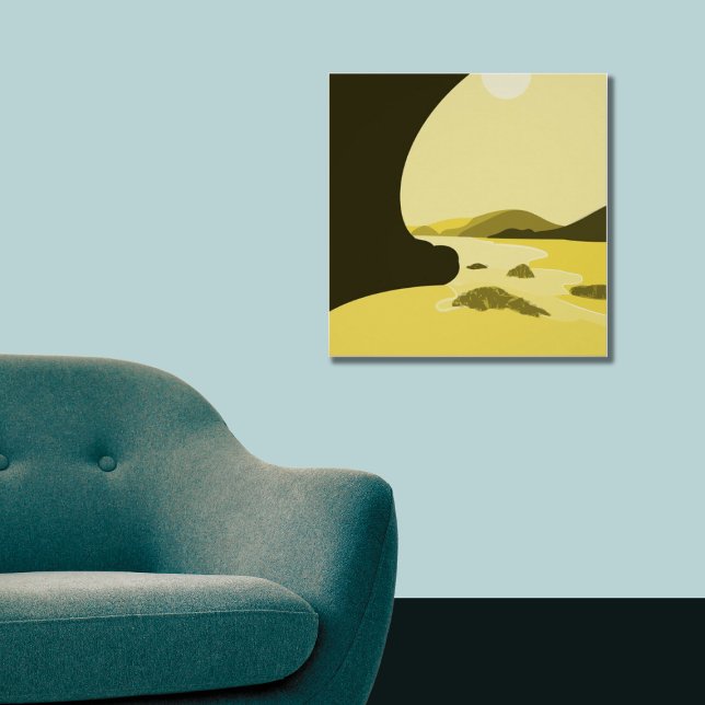 Affiche Art numérique Plage Jaune Plage Paysage Ma (Digital Art Yellow Beach Seascape Poster)