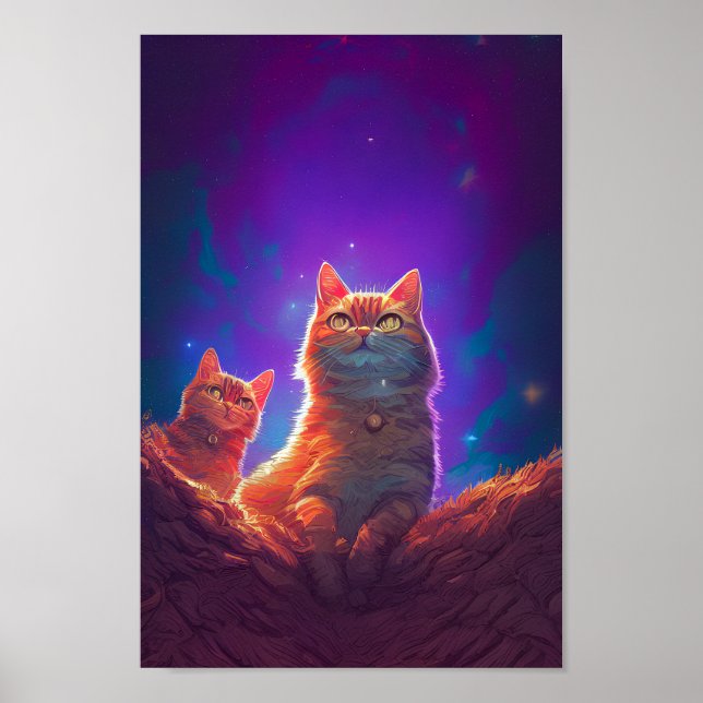 Affiche Art numérique pour Amoureux de les chats, Starry N (Devant)