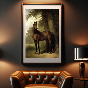 Affiche Art numérique vintage équestre paysage de cheval