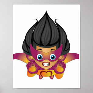 Affiche Art numérique volant Superhero Kid Art imprimabl