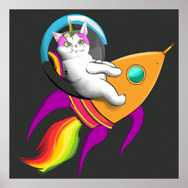 Affiche Art numérique | Wall Art | Astro Kitty Unicorn Spa (Devant)