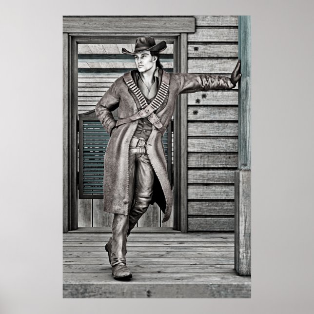 Affiche Art occidental rustique de cow-boy vintage (Devant)