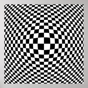 Affiche Art Op Art à carreaux noirs et blancs 