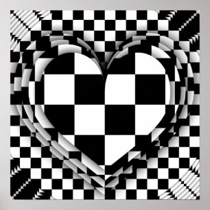 Affiche Art op de coeur Checkered