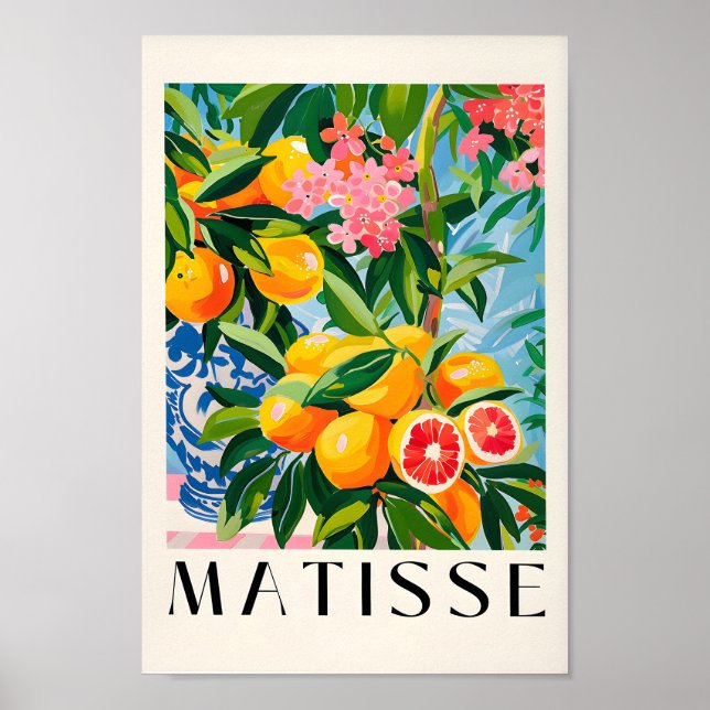 Affiche Art Orange Juché, Oeuvre Murale Fruit, Décor Espag (Devant)