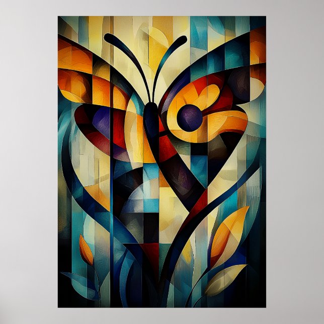 Affiche Art papillon abstrait - Conception de nature géomé (Devant)