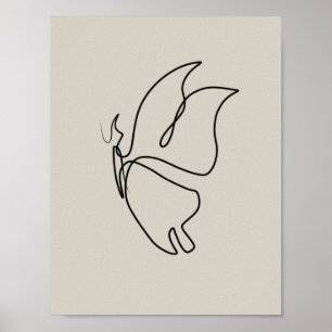 Affiche art papillon couleurs pastel art design minimalist