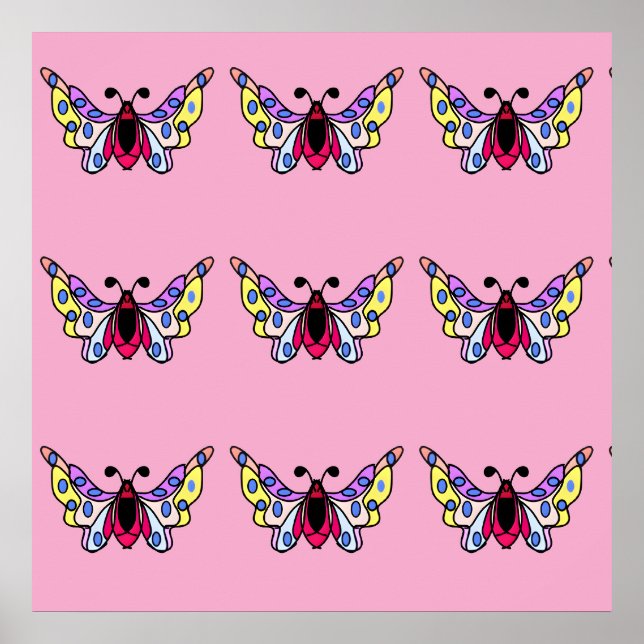 Affiche Art papillon folklorique moderne vibrant personnal (Devant)