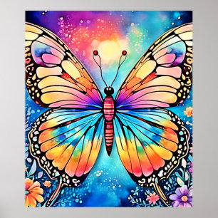 Affiche Art papillon vibrant