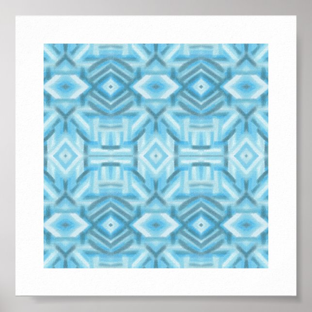 Affiche Art pastel doux abstrait bleu clair staccato (Devant)