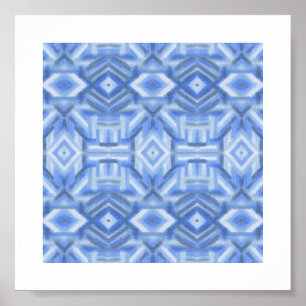 Affiche Art pastel doux abstrait bleu staccato