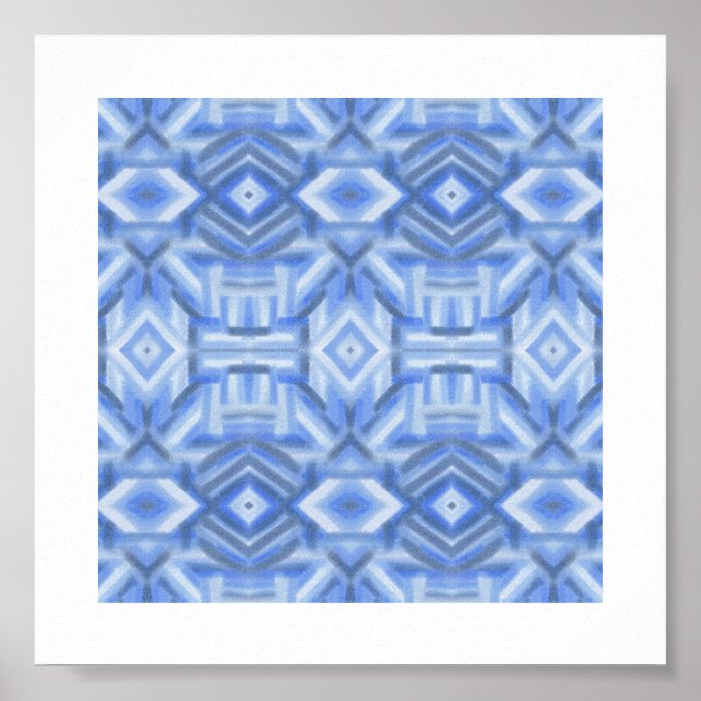 Affiche Art pastel doux abstrait bleu staccato (Devant)