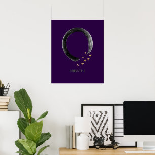 Affiche Art personnalisable BREATHE Zen Enso Cercle Ginkgo