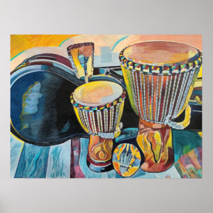 Affiche Art Personnalisé Avec Djembes
