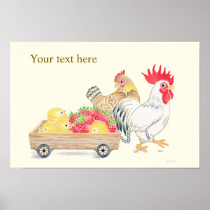 Affiche Art personnalisé de la famille de poulets aux frai