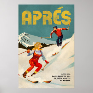 Affiche Art Pinup de ski vintage Apres