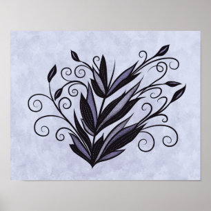 Affiche Art Plante gothique - Flore noire et violette