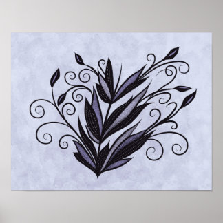 Affiche Art Plante gothique - Flore noire et violette