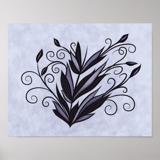Affiche Art Plante gothique - Flore noire et violette (Devant)